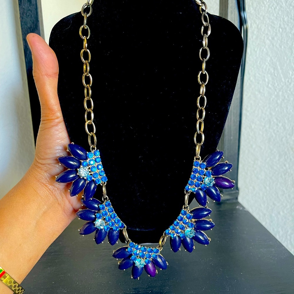 Signed  J.Crew Gemstones Crystals Statement Necklace